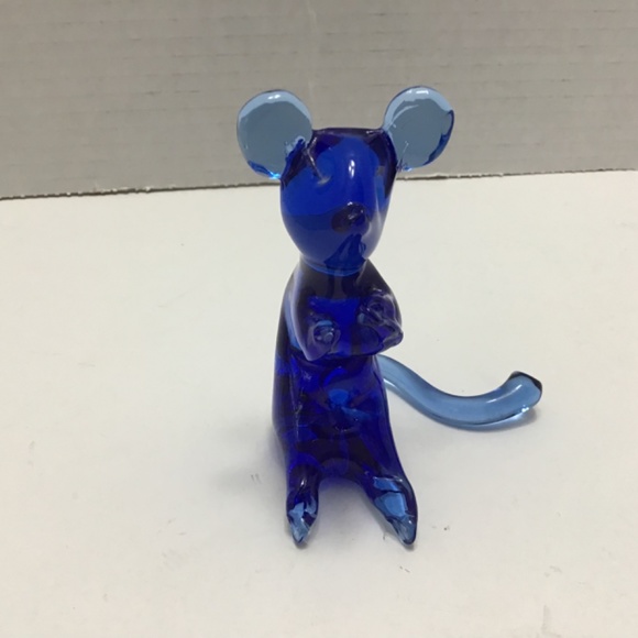 Pilgrim Art Glass Cobalt Blue Mouse Figurine 3.75" Tall Paperweight - Picture 3 of 7